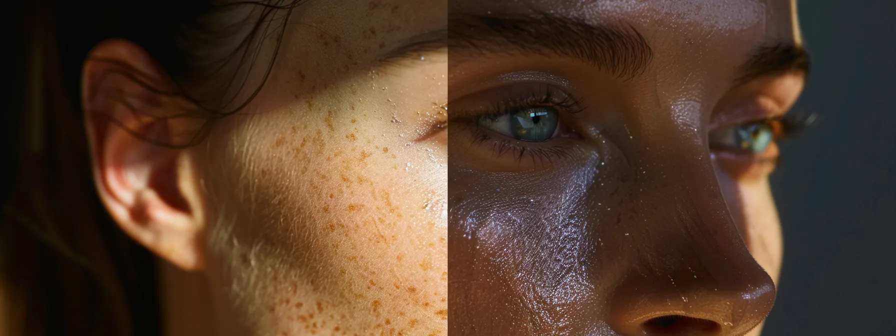 a close-up shot of a glowing, rejuvenated skin after a microneedling session.