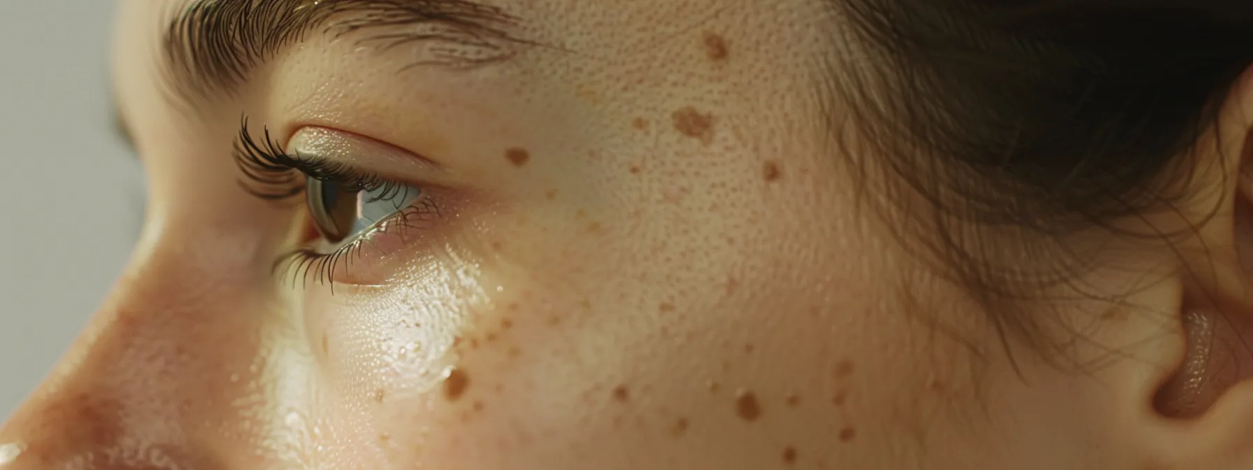 a close-up photo of a smooth, flawless skin with barely visible facial scars after a mesotherapy treatment.