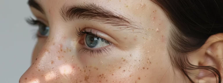 a close-up photo of a smooth, clear complexion with no visible acne scars, showcasing the effectiveness of treatments.