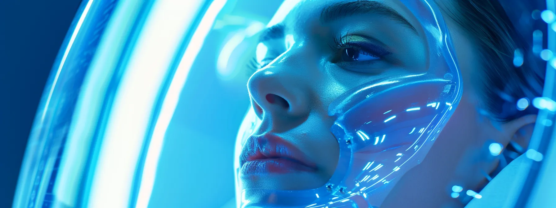 a futuristic, glowing iv therapy machine gently infusing healing nutrients into a patient's skin, transforming scars into smooth, radiant skin.