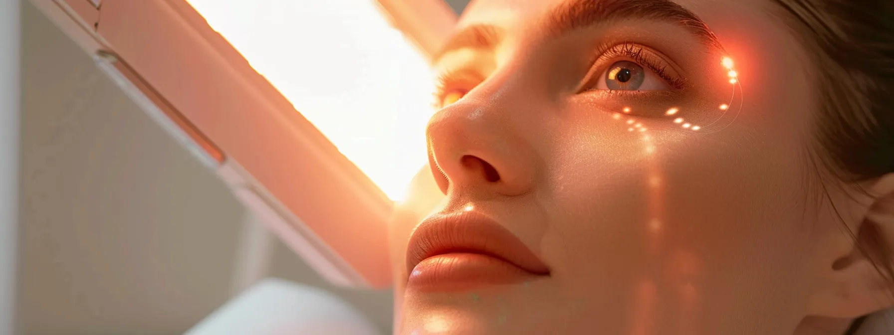 a glowing, youthful face being treated by cavitation technology, radiating firmness and vitality.