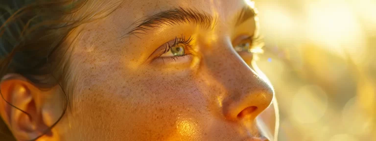 a radiant, glowing face basking in the warm glow of radiofrequency therapy.