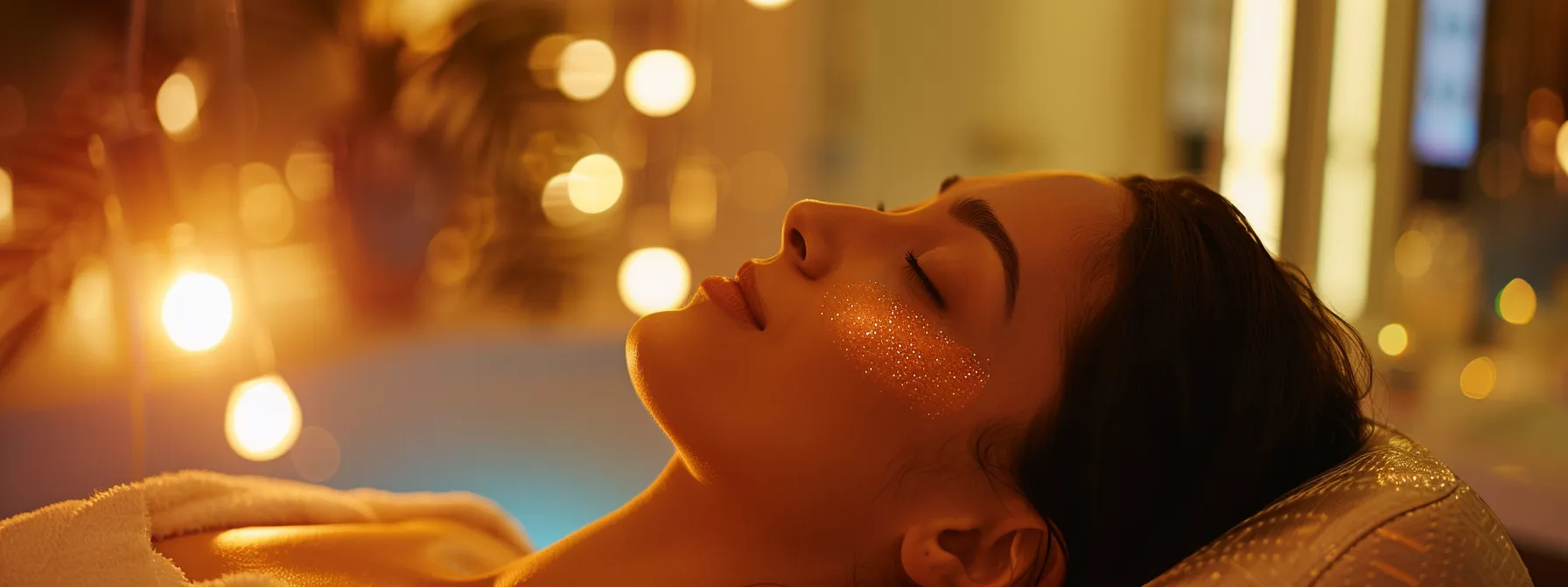 a radiant woman with glowing, lifted skin receiving a mesotherapy face treatment in a luxurious spa setting.