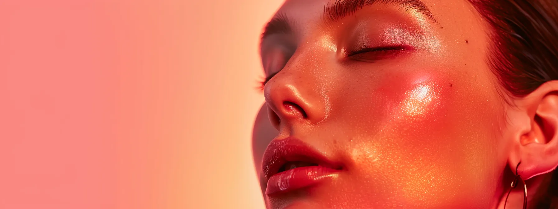 a woman basking in the rejuvenating glow of red light therapy, her skin looking radiant and youthful.