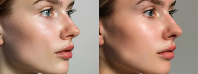 a woman's radiant, glowing skin after a microneedling treatment, showcasing a transformation in texture and tone.
