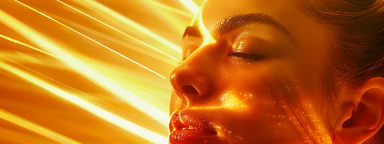 an intense beam of laser light precisely targets skin while a radiofrequency device emits gentle heat for skin tightening.